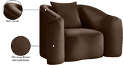 Destin Velvet Upholstered Accent Chair in Brown - 44052Brown-C