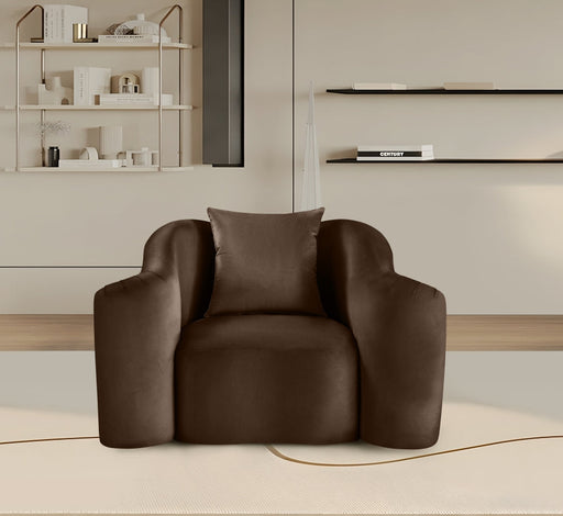 Destin Velvet Upholstered Accent Chair in Brown - 44052Brown-C
