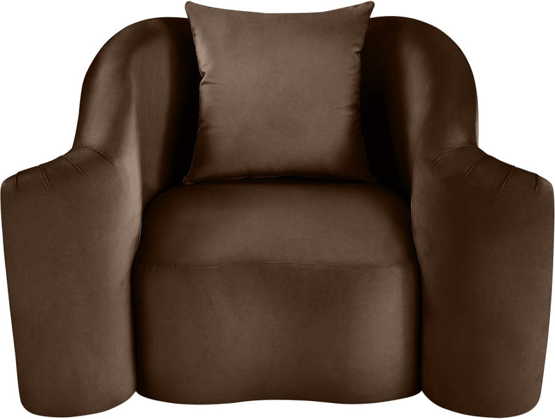Destin Velvet Upholstered Accent Chair in Brown - 44052Brown-C