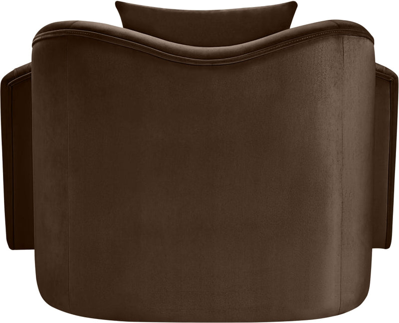 Destin Velvet Upholstered Accent Chair in Brown - 44052Brown-C