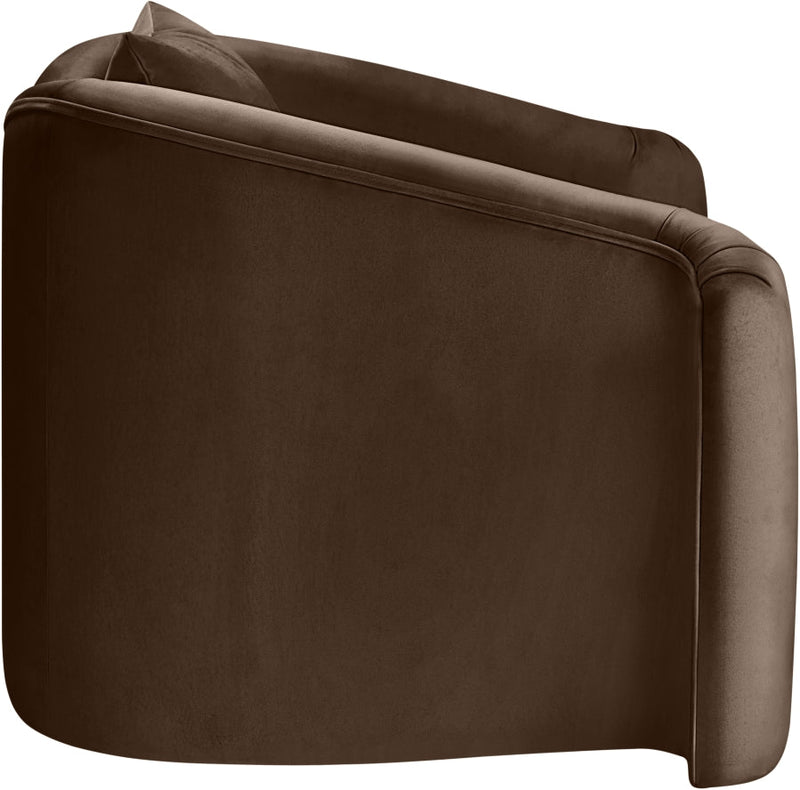 Destin Velvet Upholstered Accent Chair in Brown - 44052Brown-C