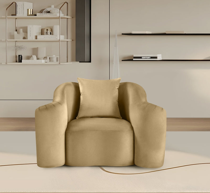 Destin Velvet Upholstered Accent Chair in Camel - 44052Camel-C