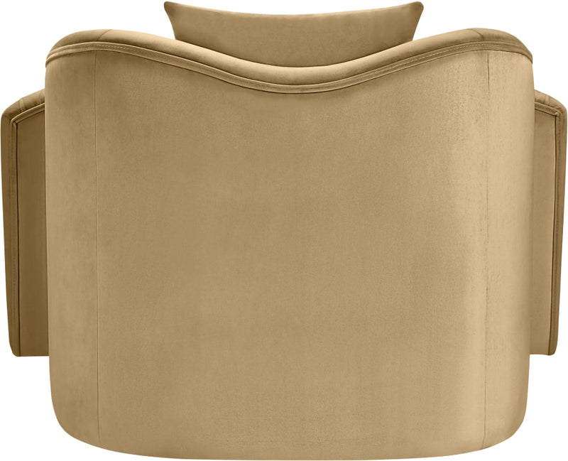 Destin Velvet Upholstered Accent Chair in Camel - 44052Camel-C