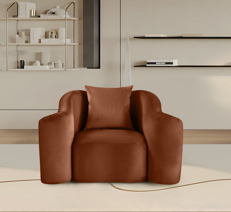 Destin Velvet Upholstered Accent Chair in Cognac - 44052Cognac-C
