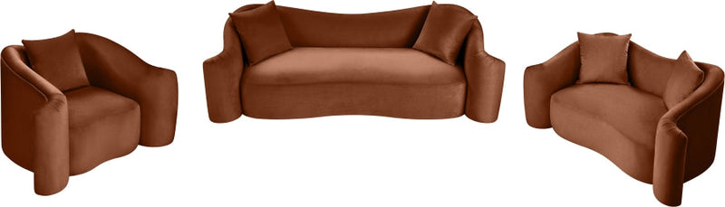 Destin Velvet Upholstered Accent Chair in Cognac - 44052Cognac-C