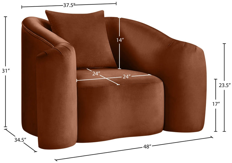 Destin Velvet Upholstered Accent Chair in Cognac - 44052Cognac-C