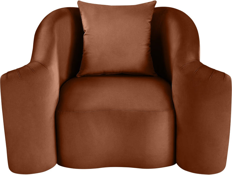 Destin Velvet Upholstered Accent Chair in Cognac - 44052Cognac-C