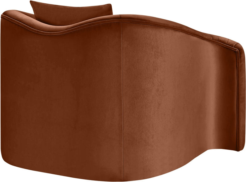 Destin Velvet Upholstered Accent Chair in Cognac - 44052Cognac-C