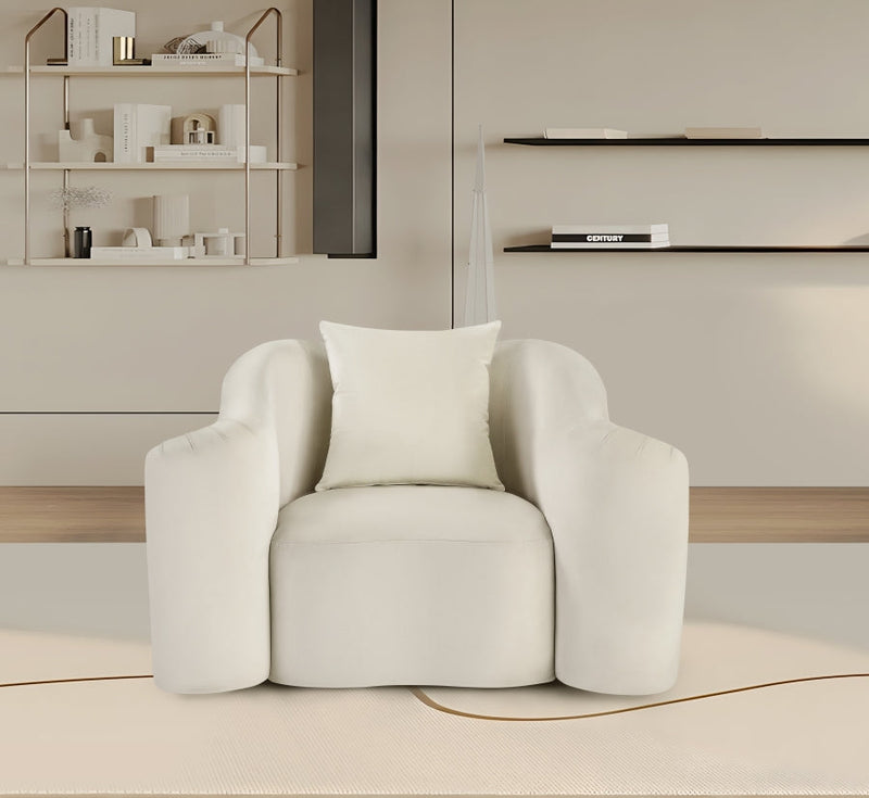 Destin Velvet Upholstered Accent Chair in Cream - 44052Cream-C