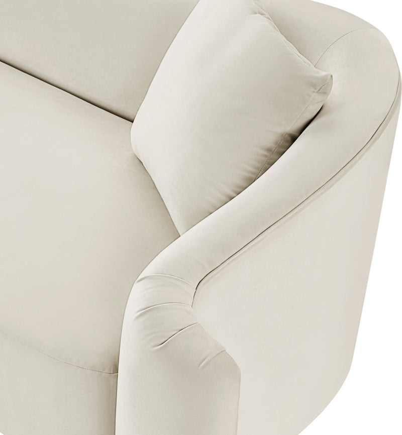 Destin Velvet Upholstered Accent Chair in Cream - 44052Cream-C