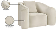 Destin Velvet Upholstered Accent Chair in Cream - 44052Cream-C