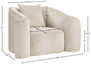 Destin Velvet Upholstered Accent Chair in Cream - 44052Cream-C