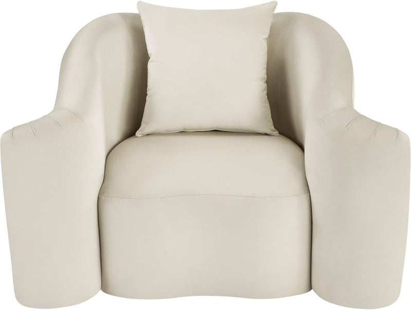 Destin Velvet Upholstered Accent Chair in Cream - 44052Cream-C
