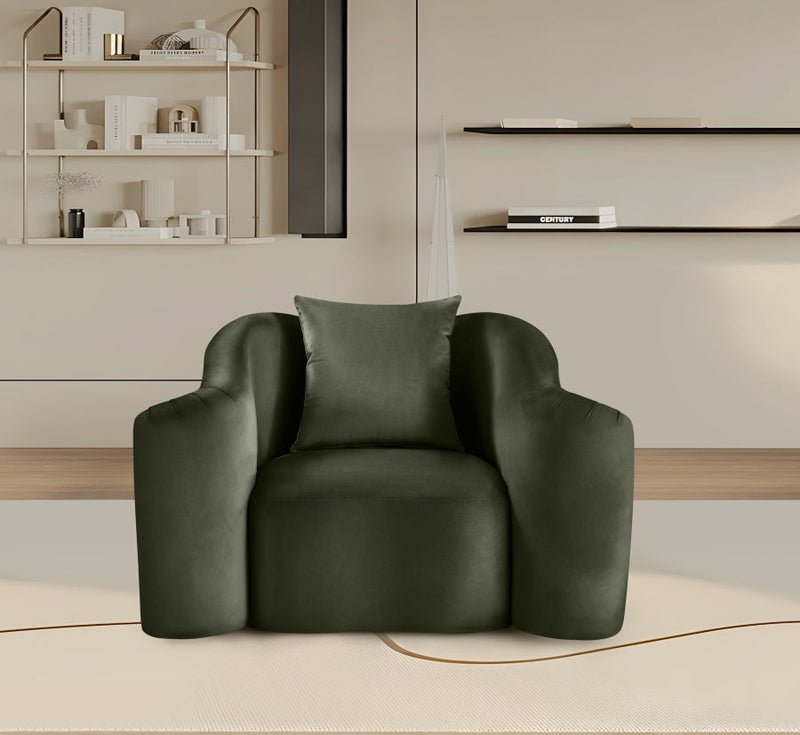 Destin Velvet Upholstered Accent Chair in Green - 44052Green-C