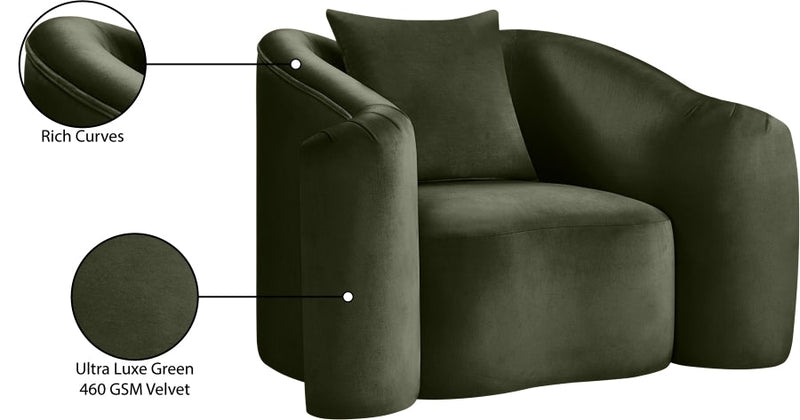 Destin Velvet Upholstered Accent Chair in Green - 44052Green-C