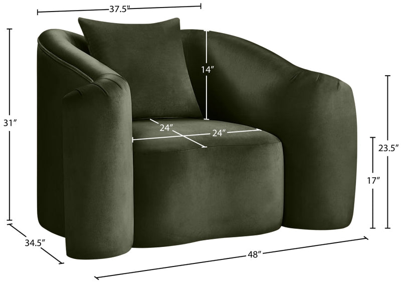 Destin Velvet Upholstered Accent Chair in Green - 44052Green-C