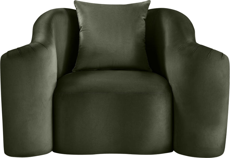 Destin Velvet Upholstered Accent Chair in Green - 44052Green-C