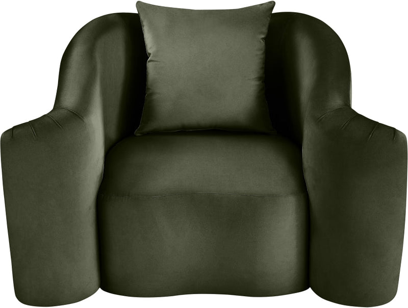 Destin Velvet Upholstered Accent Chair in Green - 44052Green-C