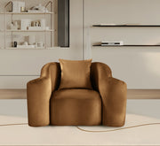 Destin Velvet Upholstered Accent Chair in Saddle - 44052Saddle-C