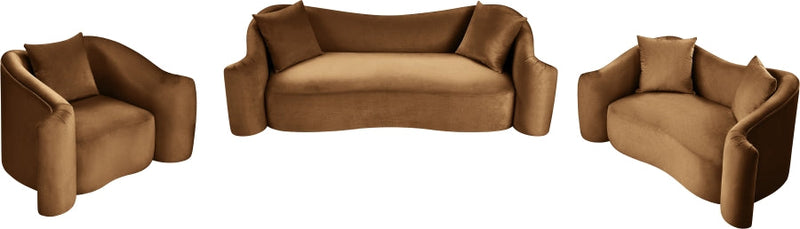 Destin Velvet Upholstered Accent Chair in Saddle - 44052Saddle-C