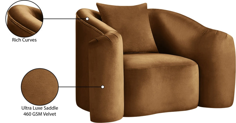 Destin Velvet Upholstered Accent Chair in Saddle - 44052Saddle-C