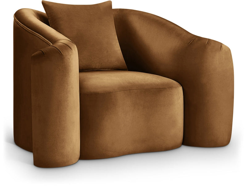 Destin Velvet Upholstered Accent Chair in Saddle - 44052Saddle-C