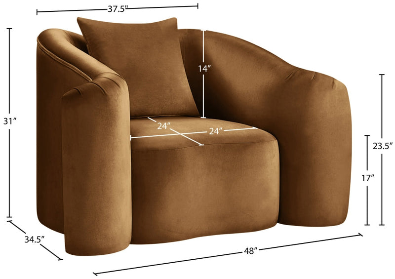 Destin Velvet Upholstered Accent Chair in Saddle - 44052Saddle-C
