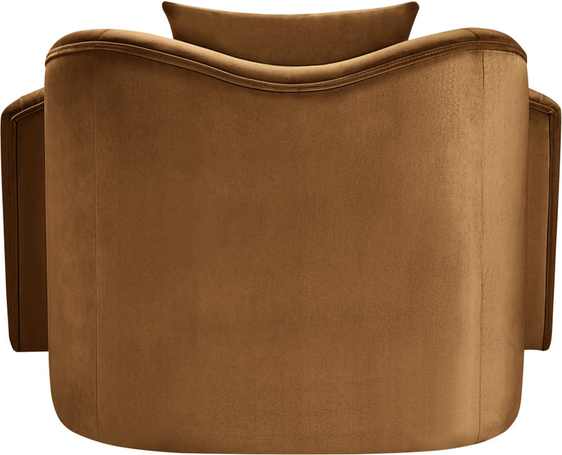 Destin Velvet Upholstered Accent Chair in Saddle - 44052Saddle-C