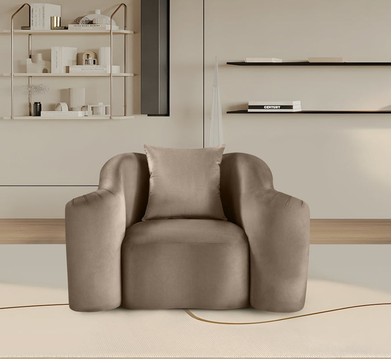 Destin Velvet Upholstered Accent Chair in Taupe - 44052Taupe-C