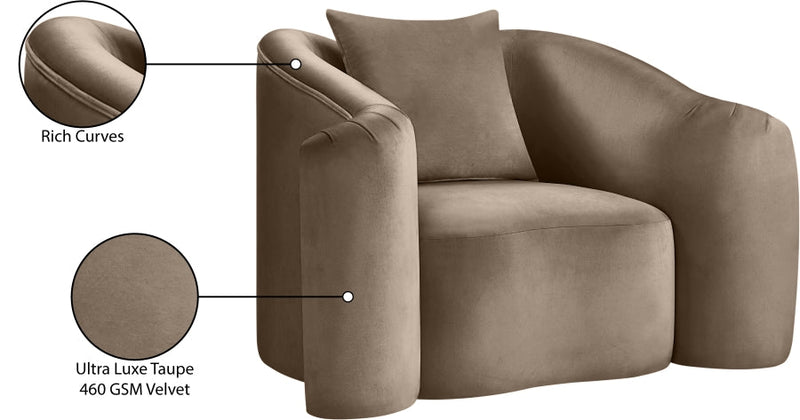 Destin Velvet Upholstered Accent Chair in Taupe - 44052Taupe-C
