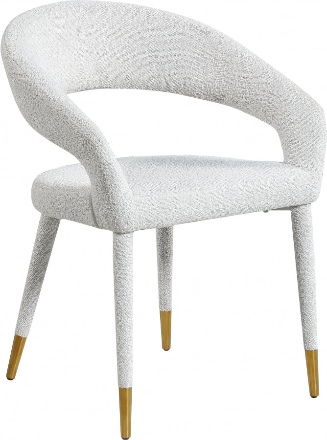 Destiny Boucle Fabric Upholstered Dining Chair in Cream - 539Cream-C