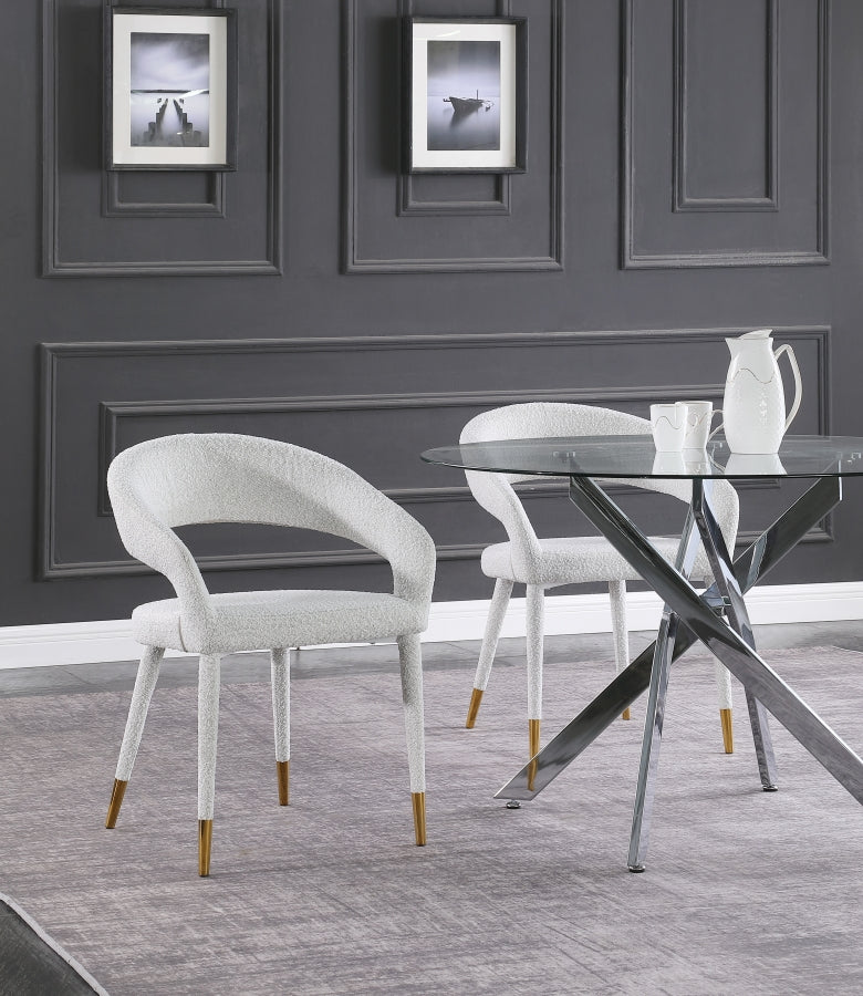 Destiny Boucle Fabric Upholstered Dining Chair in Cream - 539Cream-C
