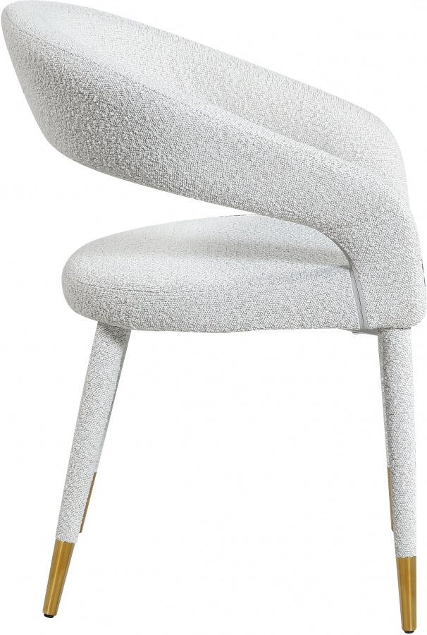 Destiny Boucle Fabric Upholstered Dining Chair in Cream - 539Cream-C