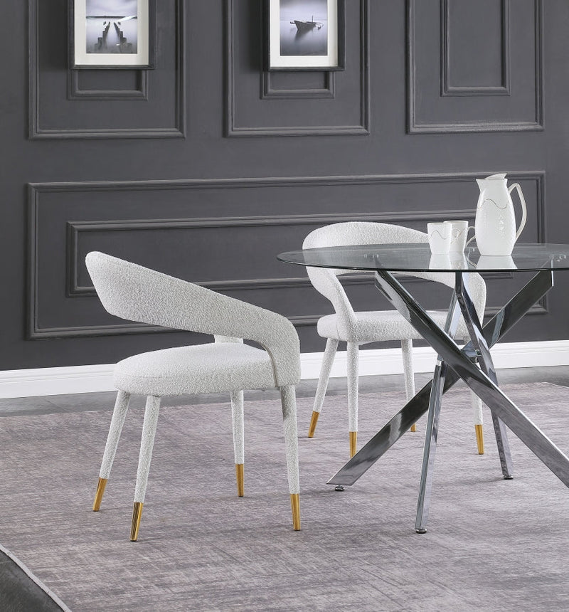 Destiny Boucle Fabric Upholstered Dining Chair in Cream - 539Cream-C