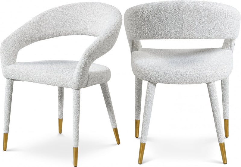 Destiny Boucle Fabric Upholstered Dining Chair in Cream - 539Cream-C