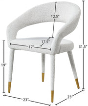 Destiny Boucle Fabric Upholstered Dining Chair in Cream - 539Cream-C