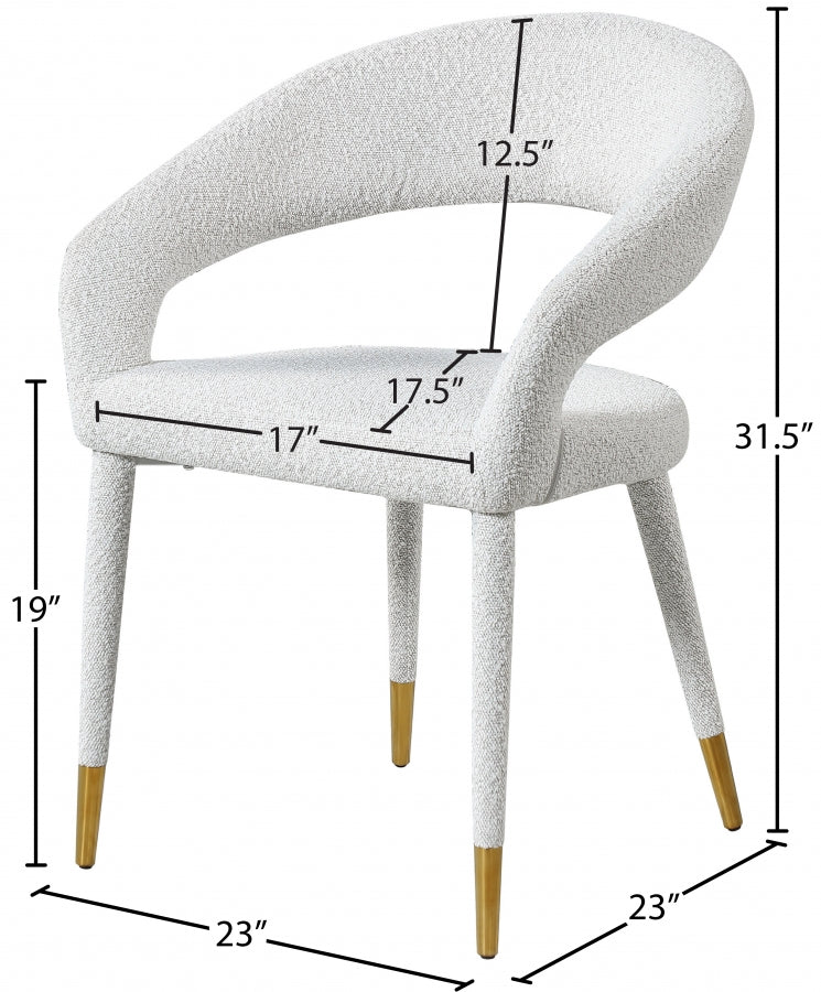 Destiny Boucle Fabric Upholstered Dining Chair in Cream - 539Cream-C