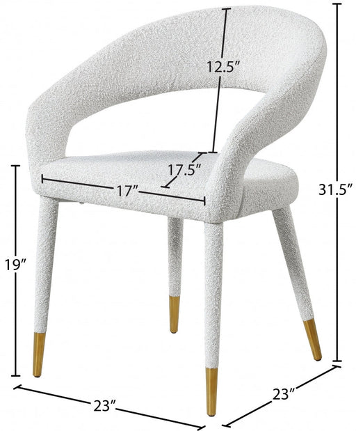 Destiny Boucle Fabric Upholstered Dining Chair in Cream - 539Cream-C
