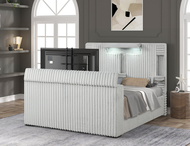 Destiny Gray Queen Tv Bed - DESTINY-GY-Q-TV-BED
