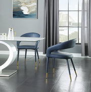 Destiny Vegan Leather Upholstered Dining Chair in Blue - 538Navy-C