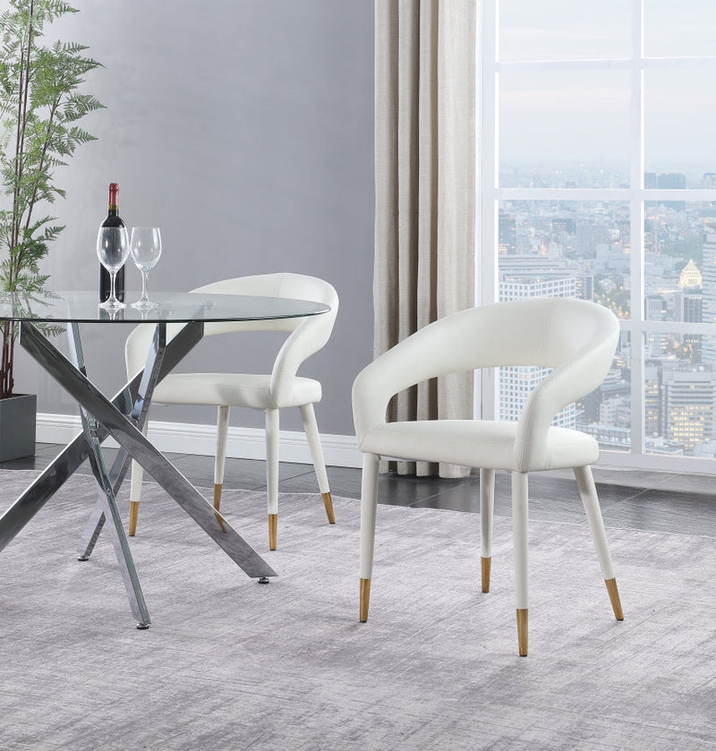 Destiny Vegan Leather Upholstered Dining Chair in White - 538White-C
