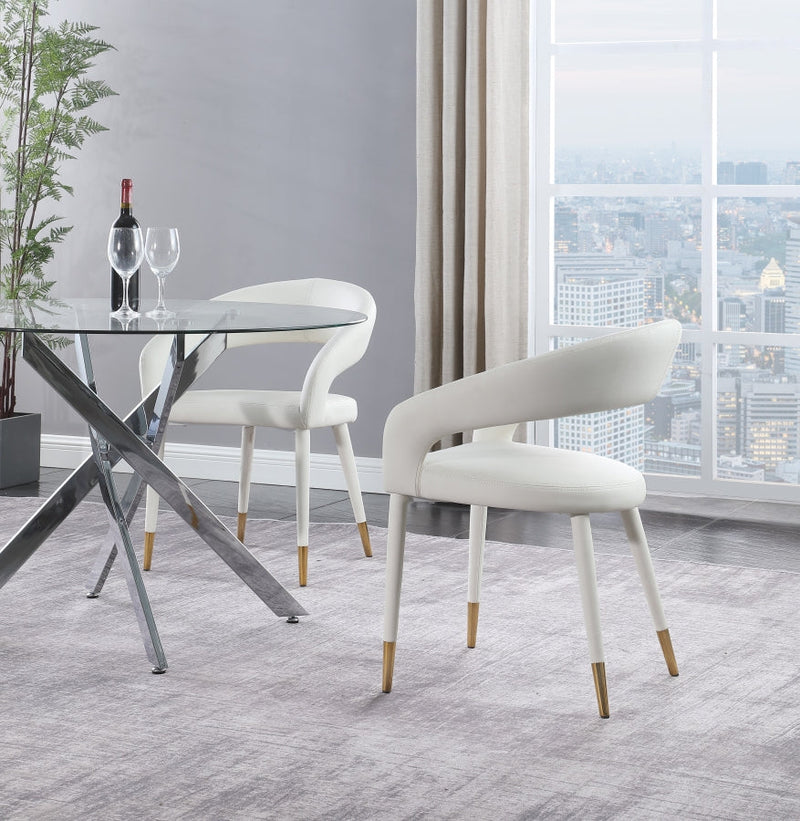 Destiny Vegan Leather Upholstered Dining Chair in White - 538White-C