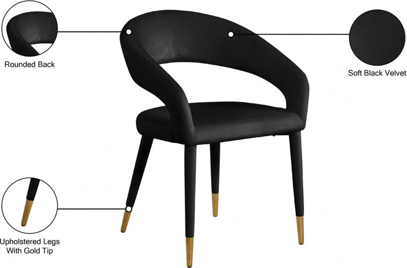 Destiny Velvet Upholstered Dining Chair in Black - 537Black-C