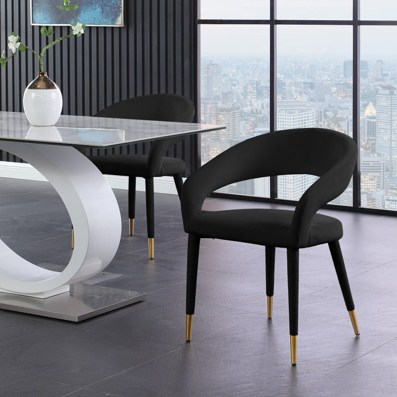 Destiny Velvet Upholstered Dining Chair in Black - 537Black-C