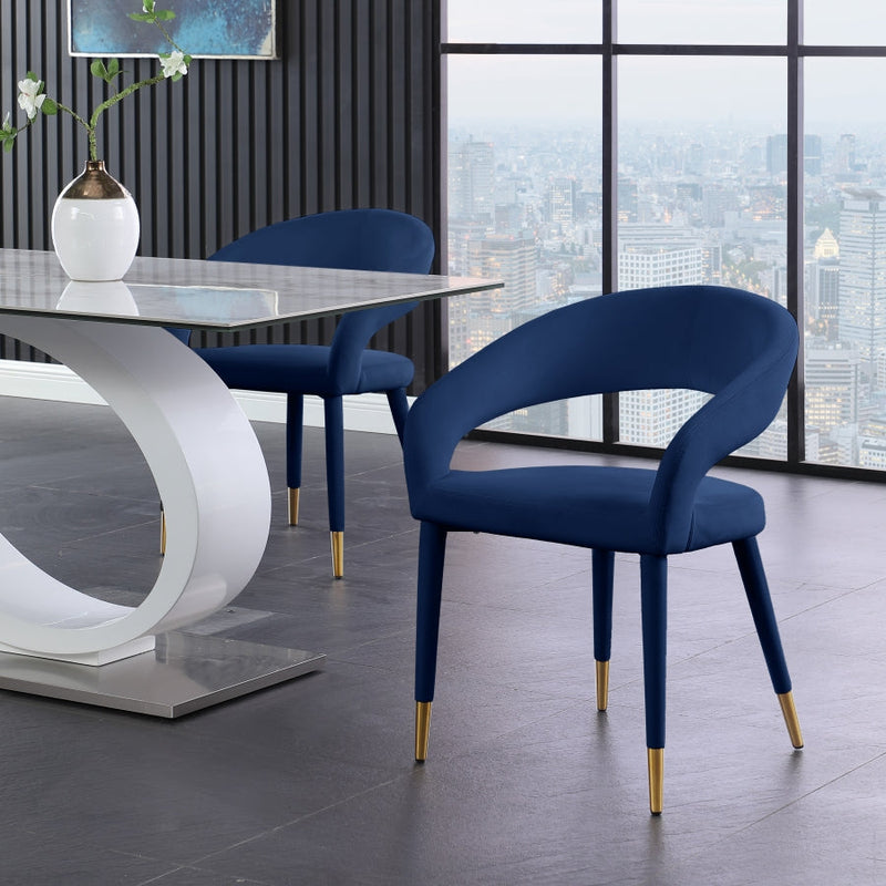 Destiny Velvet Upholstered Dining Chair in Blue - 537Navy-C