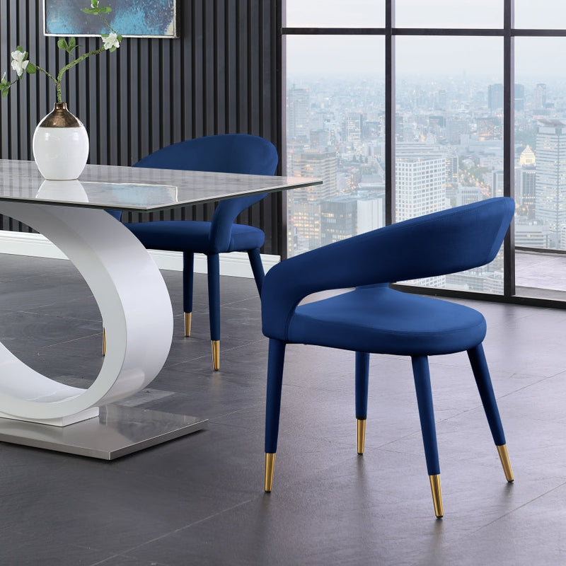 Destiny Velvet Upholstered Dining Chair in Blue - 537Navy-C