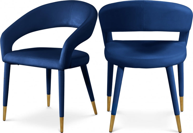 Destiny Velvet Upholstered Dining Chair in Blue - 537Navy-C