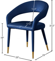 Destiny Velvet Upholstered Dining Chair in Blue - 537Navy-C