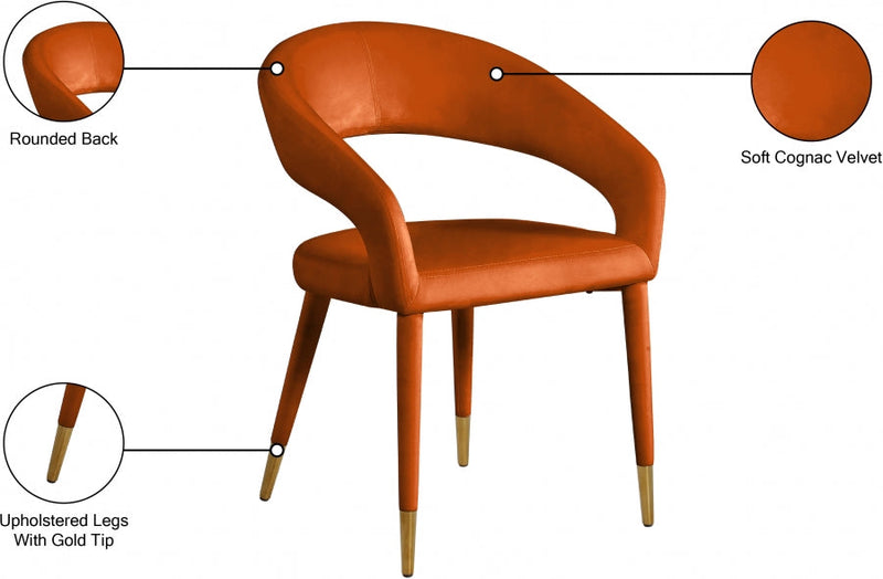 Destiny Velvet Upholstered Dining Chair in Cognac - 537Cognac-C