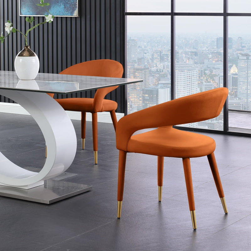 Destiny Velvet Upholstered Dining Chair in Cognac - 537Cognac-C